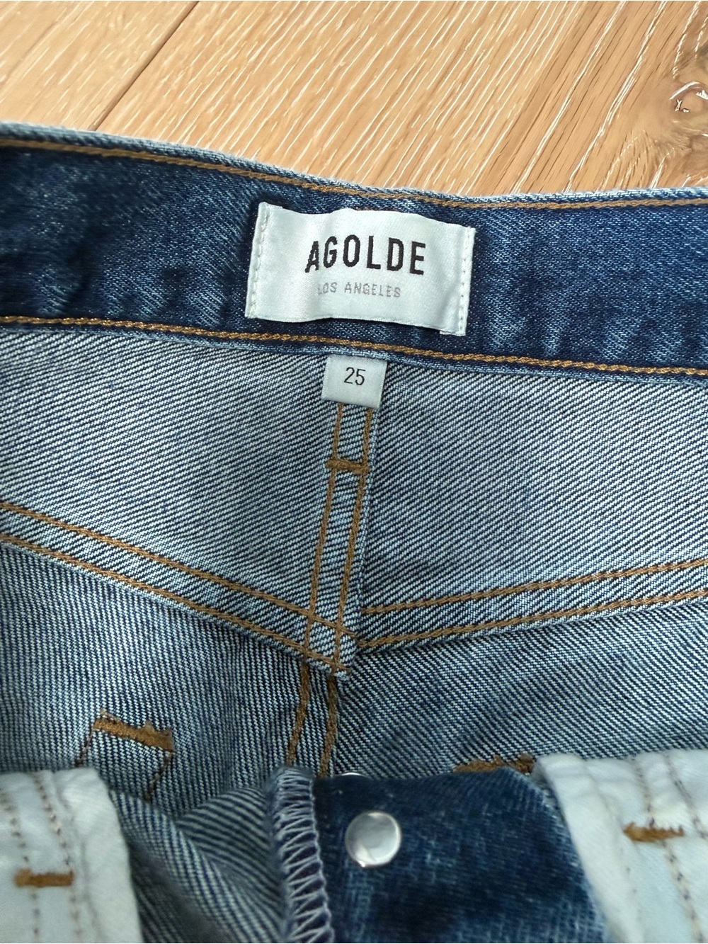 AGOLDE Parker Long High Rise Denim Shorts Organic Cotton Size 25 - Picture 5 of 10
